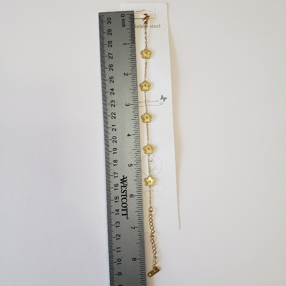 Stainless Steel Hot Gold Plated Clover Charm Bracelet Luxury - Picture 2 of 7